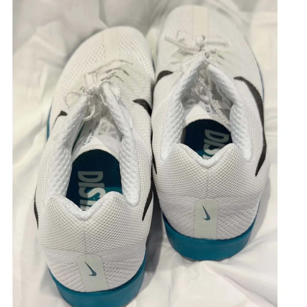 Nike Rival Distance Track Field Spikes White Teal Yellow M9.5 W11 Sporty 106-31